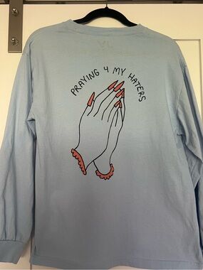 Jac Vanek Light Blue 'Praying 4 My Haters' Long Sleeve Tee